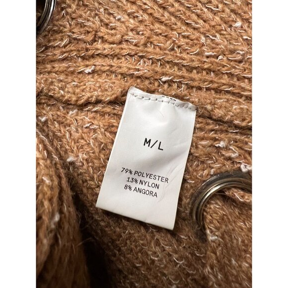 Kerisma Brown Balloon Sleeve Knit Angola Blend Sweater Size Medium/Large - Picture 7 of 9